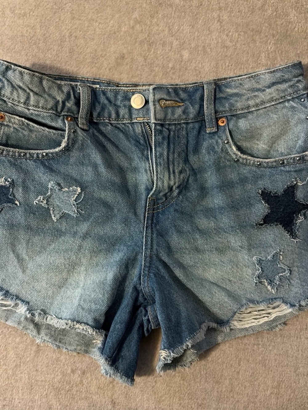 Zara Denim Star Patch Shorts - Blue